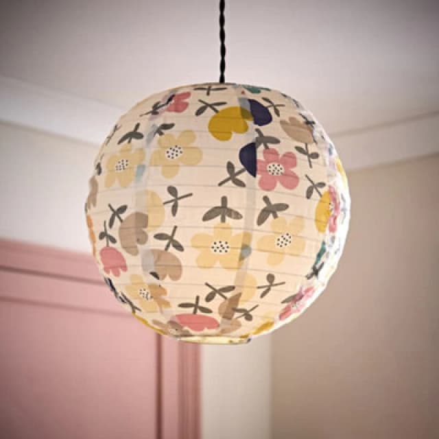 ValueLights Annie Bold Floral Natural Fabric Globe Ball Ceiling Lamp Shade Multi