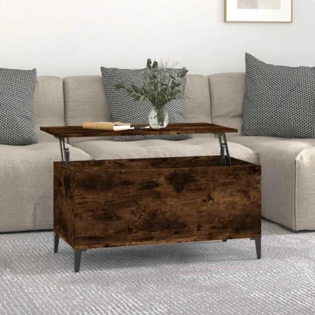 Vidaxl Coffee Table Smoked Oak 90X44.5X45cm Engineered Wood, Brown 819593