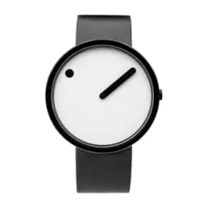 Picto 43379-4120MB White Dial Black Leather Strap Wristwatch