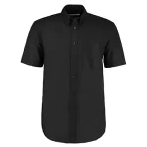 Kustom Kit Mens Workwear Oxford Short Sleeve Shirt (15.5inch) (Black)