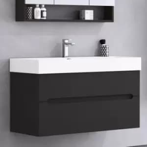 800mm Anthracite Wall Hung Vanity Unit with Basin - Morella