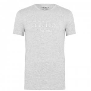 Guess Sleeve Text T Shirt - Lght Grey Heath