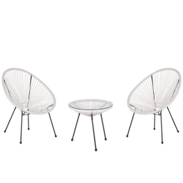 Beliani Bistro Set Acapulco Ii Pe Rattan White