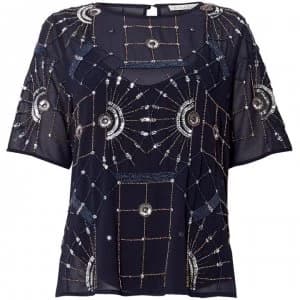 Maison De Nimes Starburst Sequin Tee - Navy