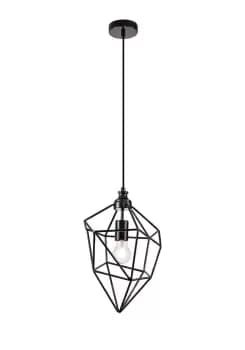 Medium Caged Ceiling Pendant, 1 x E27, Black Nickel