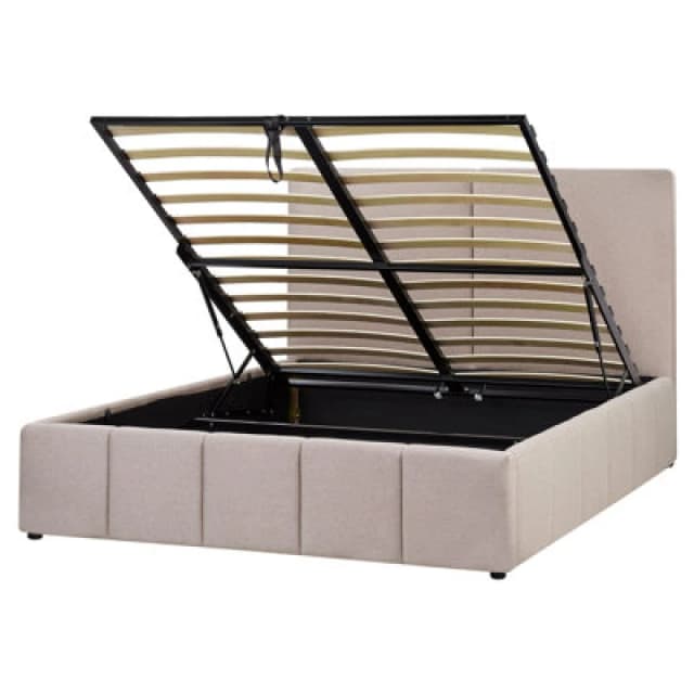 Beliani Ottoman Bed Fabric Castelnavet 160 X 200 Cm (Eu King Size) Taupe