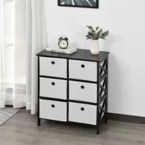 HOMCOM Non-Woven Fabric 6-Drawer MDF Bedroom Cabinet Black