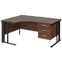 Dams International Left Hand Ergonomic Desk MCM16ELP3KW 1,600 x 1,200 x 725 mm