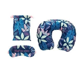 Sass & Belle Variegated Leaves Travel Pillow and Eye Mask Set