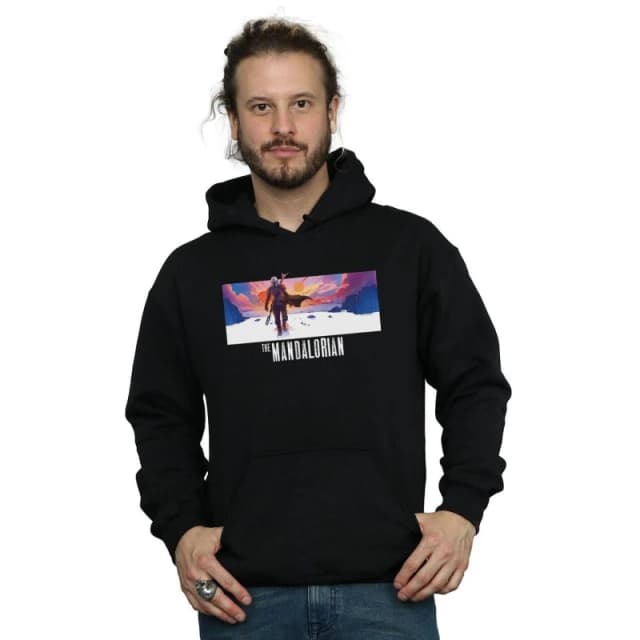 Star Wars Star Wars Men The Mandalorian Landscape Hoodie in Black Size: Small Black S Male 5059400125092