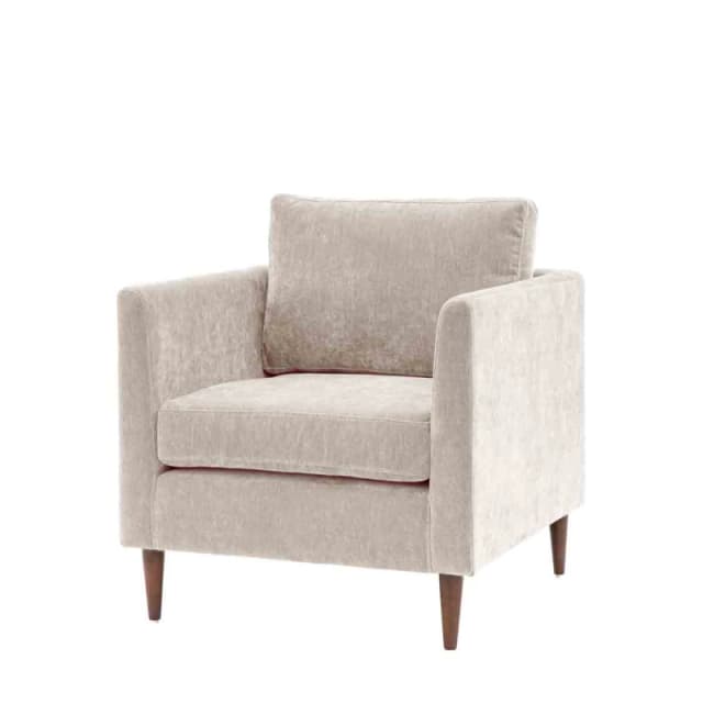 Durants Soft Brushed Nordic Armchair with Dark Wood Legs