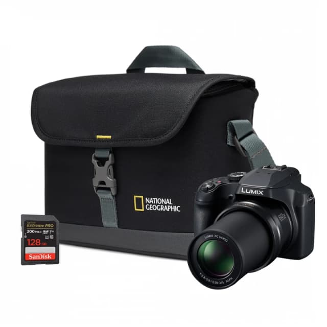 Panasonic DMC-FZ82D Camera Black - Camera + SanDisk 128GB SD Card + Sy