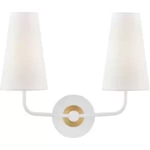 Hudson Valley Merri 2 Light Wall Sconce White with Off White Shade