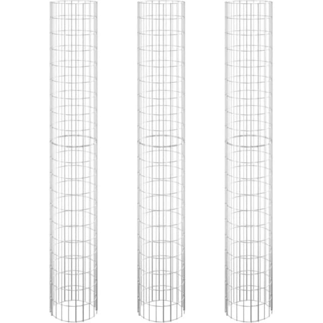 vidaXL Circular Gabion Raised Beds 3 pcs Galvanised Steel Ø30x200 cm, Silver 152022