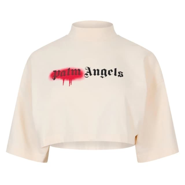 Palm Angels Womens Star Crew T-Shirt White Red female 8 (XS)