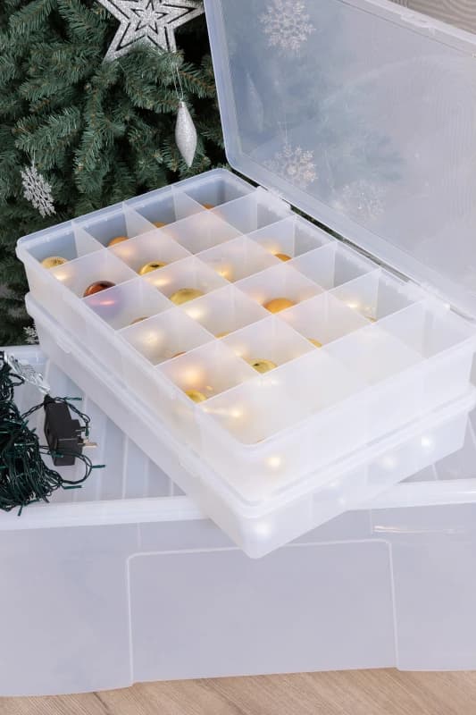 Wham Festive 3 Piece Tree & 2 Bauble Storage Boxes in Clear Clear Unisex