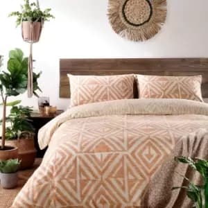 Furn. Tanza Super King Duvet Cover Set Cotton Polyester Terracotta