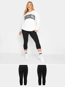 Yours Crop Legging 2Pk - Black, Size 14, Women