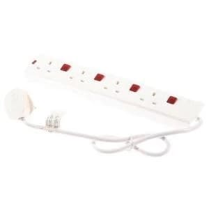 4 Socket 2m Surge Extension Lead Individual Switch 2 x USB Slots