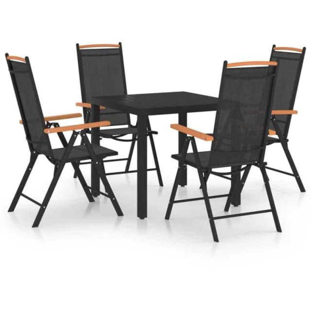 VIDAXL 5 Piece Garden Dining Set Aluminium Black Vidaxl 8720286406809