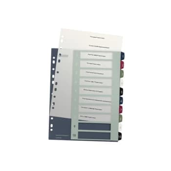 Style Printable Index, Polypropylene, extra wide 1-10 premium numerical tabs. A4 Maxi. - Outer carton of 10