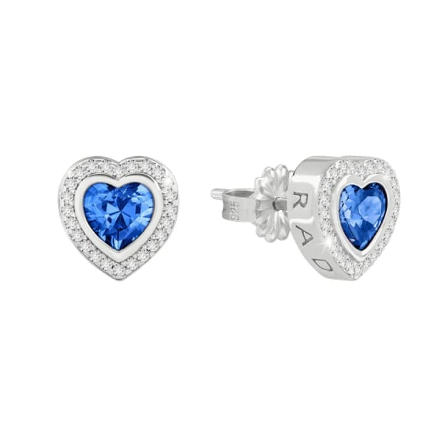 Radley RYJ1499 Silver Blue CZ Heart Stud Earrings - J81202