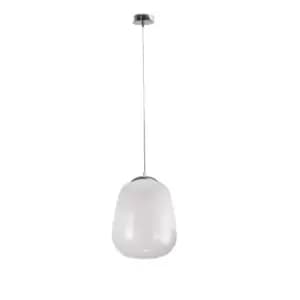Smoky Dome Pendant Ceiling Light White, Silver, 26cm, 1x E27