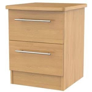 Robert Dyas Edina Ready Assembled 2-Drawer Bedside Table -Modern Oak