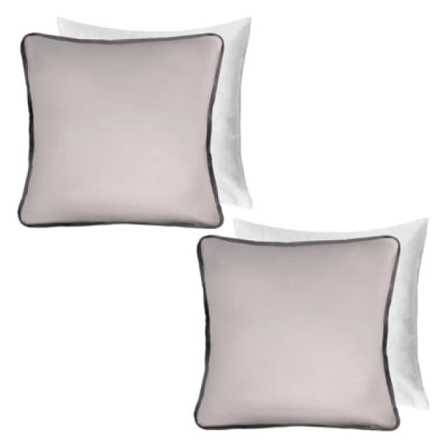 OHS OHS 2 Pack Matte Velvet Piped Filled Cushion Covers Home Decor Set in Light Grey Size: 45cm x 45cm Light Grey 45cm x 45cm Unisex 5027434217922
