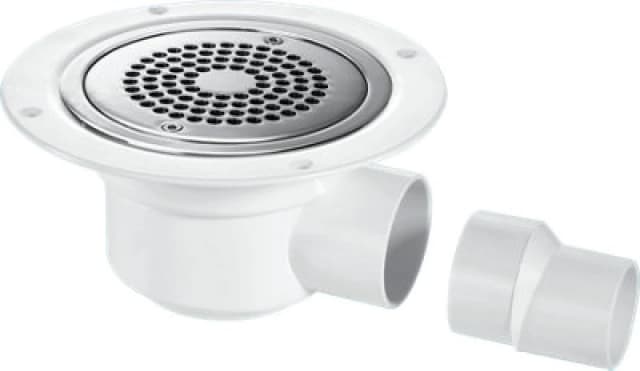 McAlpine TSG50-ANTI/LIG 50mm Water Seal Trapped Gully, Clamp Ring and Cover Plate, 2" Horizontal Outlet and 2" x 1.5" Socket Reducer White