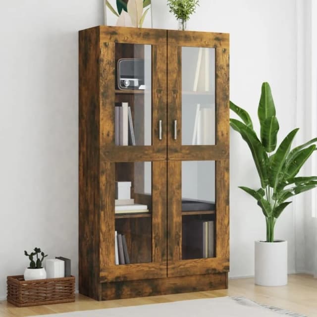 VIDAXL Vitrine Cabinet Smoked Oak 82.5x30.5x150cm Engineered Wood vidaXL 8720286931820