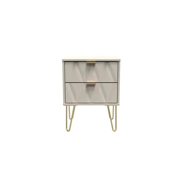 Welcome Furniture Ready Assembled Diamond 2 Drawer Bedside Cabinet In Kashmir Matt