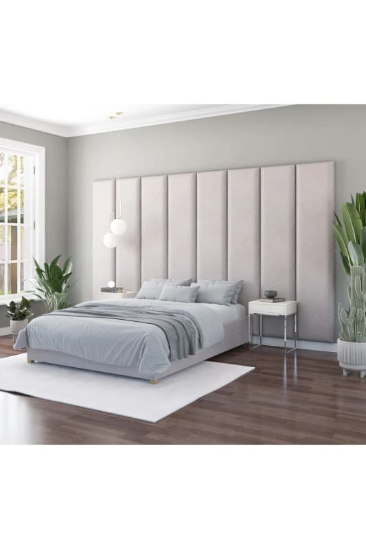 Aspire Aspire Large Upholstered Headboard Wall Panel, UK Made in Silver Silver One Size Unisex 5057632212856