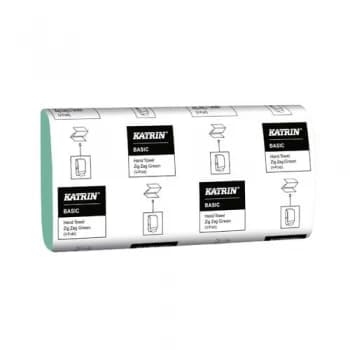 Katrin Basic Zig Zag Hand Towel 1-Ply Green 250 Sheets Pack of 20