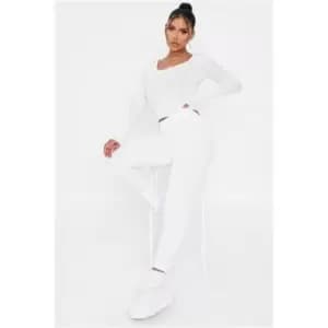 I Saw It First White Basic Loopback Slim Leg Jogger - White