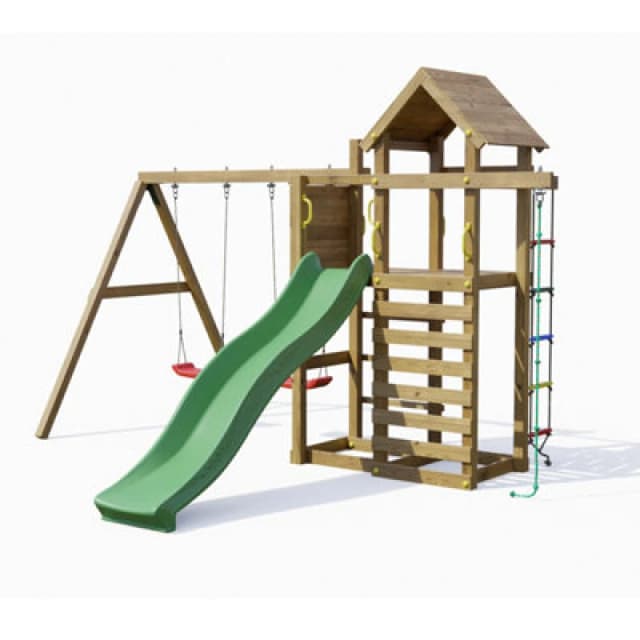 Shire Mixter Play Centre With Double Swing, Climbing Ladder, Climbing Rope And Slide