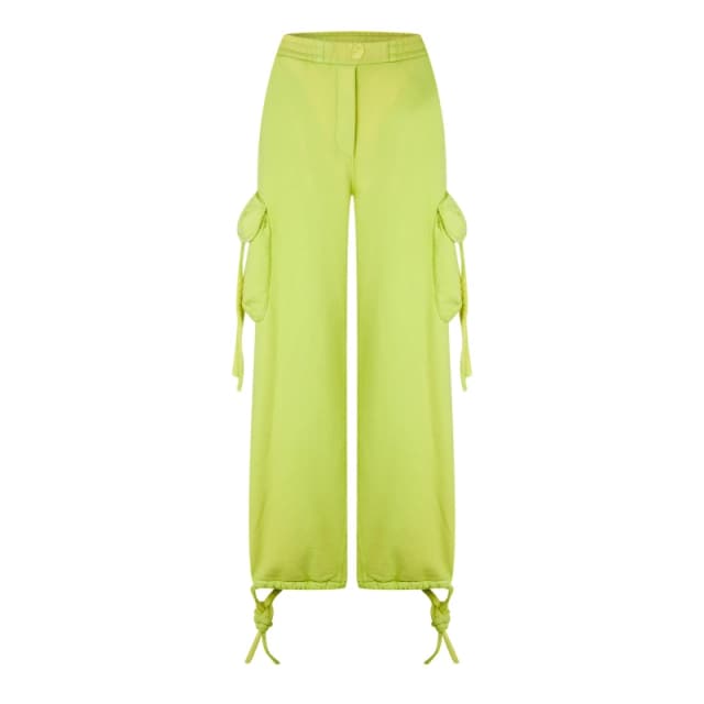 Off White Womens Laundry Cargo High Waisted Elasticated Cuffs Joggers Yellow Fluo female XS