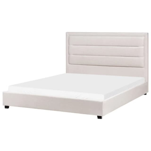 Beliani Bed Fabric Rouen 160 X 200 Cm (Eu King Size) Light Beige