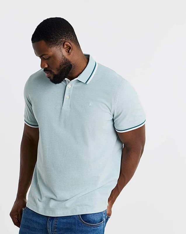 jack & jones Jack & Jones Paulos Tipped Polo Teal - JACK & JONES - Size: 3XL(56) Teal Male 3XL(56) JA43805