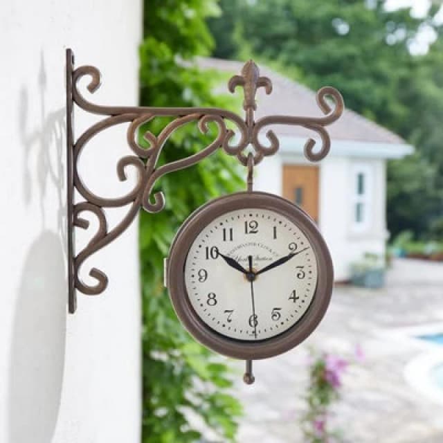 Annibells Bronze Double Sided Garden Station Clock & Thermometer (9343)