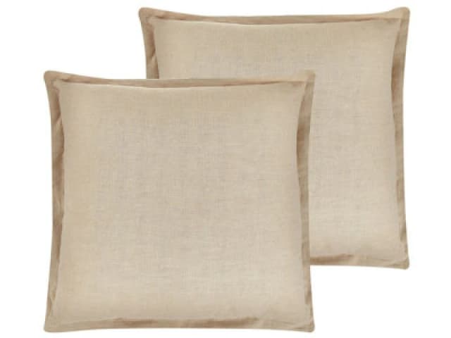 Beliani Set Of 2 Decorative Cushions Guzmania 45 X 45cm Beige Solid