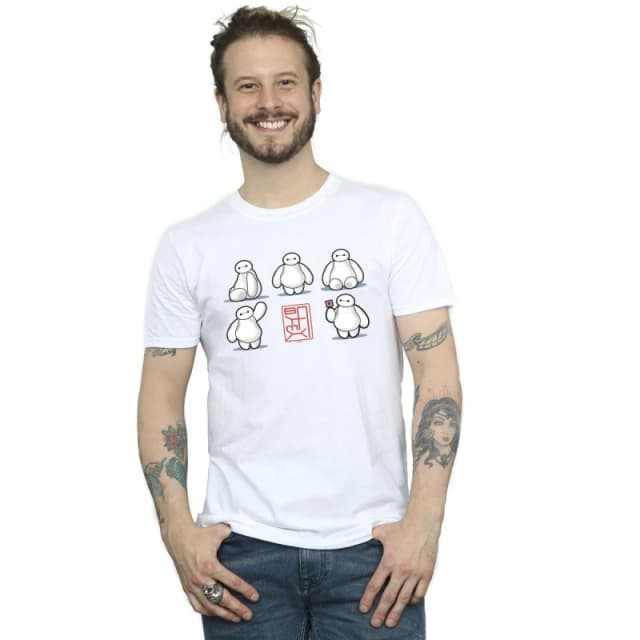 Disney Men Big Hero 6 Baymax Many Poses T-Shirt in White Size: Small White S Male 5059934879928