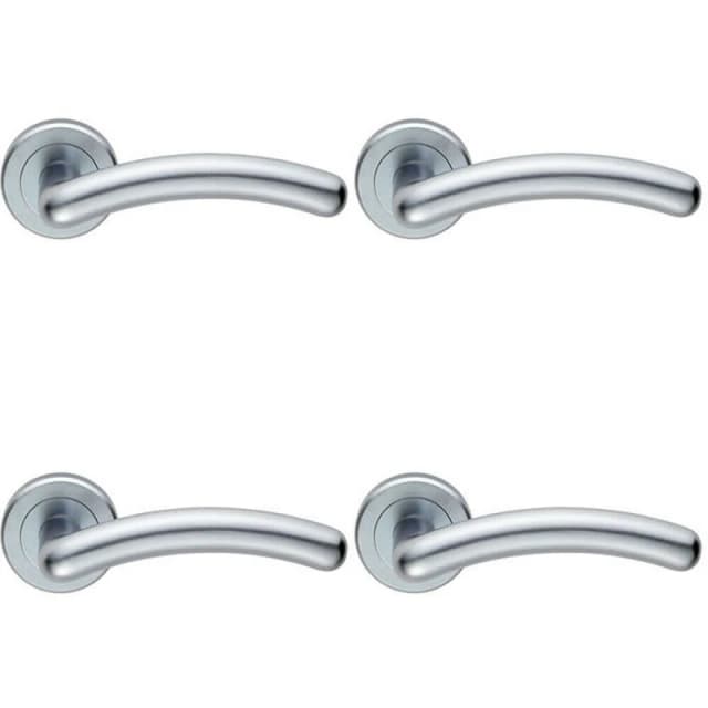 Loops 4x PAIR Arched Round Bar Handle on Concealed Fix Round Rose Satin Chrome Multi