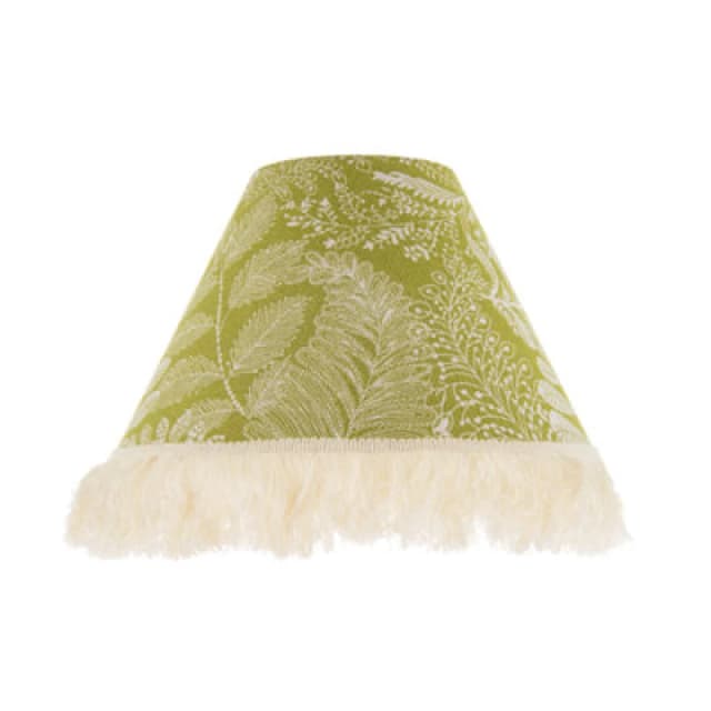 Happy Homewares Olive Green Jacquard Linen Floral Coolie Lamp Shade With White Tassels