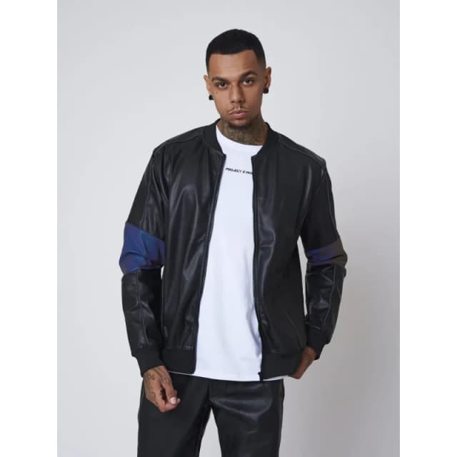 Project X Paris Faux leather jacket with reflective insert Project X Paris Vert Male S
