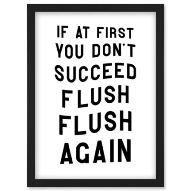Artery8 If At First You Don't Succeed Flush Again Funny Bathroom Wall Art Toilet Sign Wall Art Print - A4 Size
