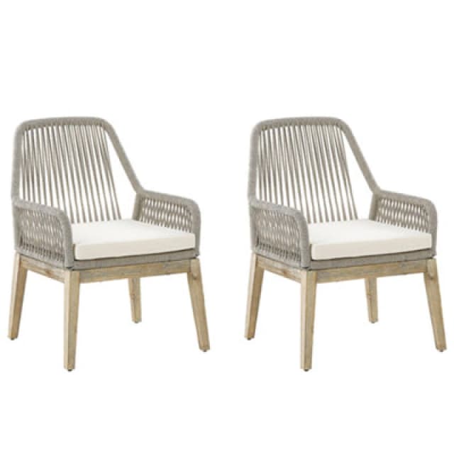 Beliani Set Of 2 Garden Chairs With Cushions Olbia Off-White