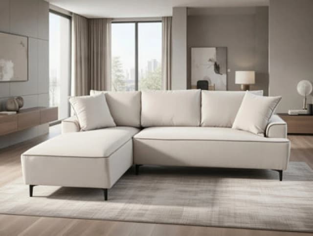 DS Living The Milano Edge 3 Seater Right Hand Corner Sofa in Beige Beige Unisex
