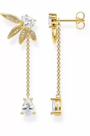 Thomas Sabo Jewellery Magic Garden Gold Leaf Drop Earrings H2105-414-14