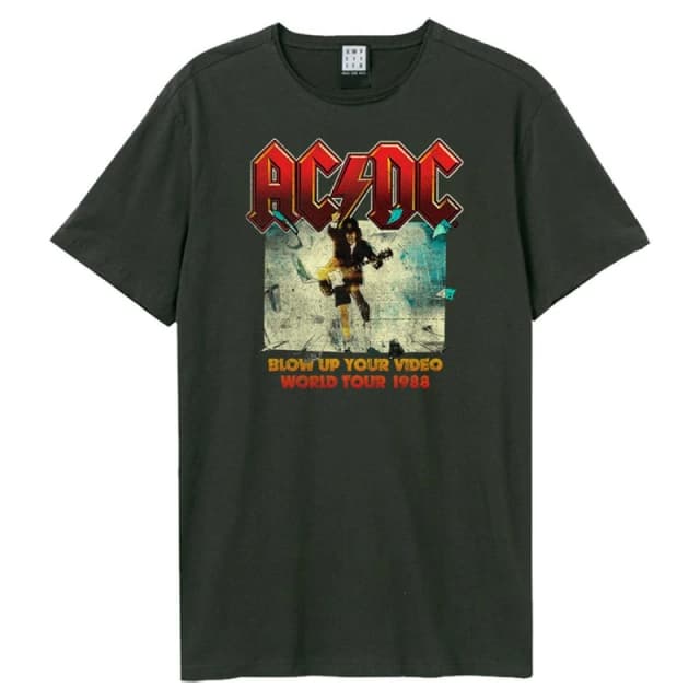 Amplified Amplified Men Blow Up Your Video AC DC T-Shirt in Charcoal Size: Small Charcoal S Male 5063470046294